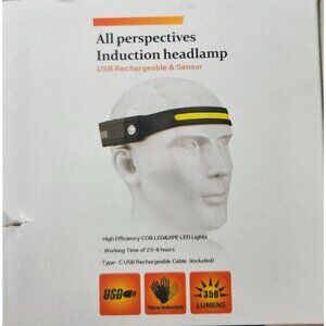 3 Pack Rechargeable LED Headlamp Motion Sensor 5 Modes Waterproof Adjustable